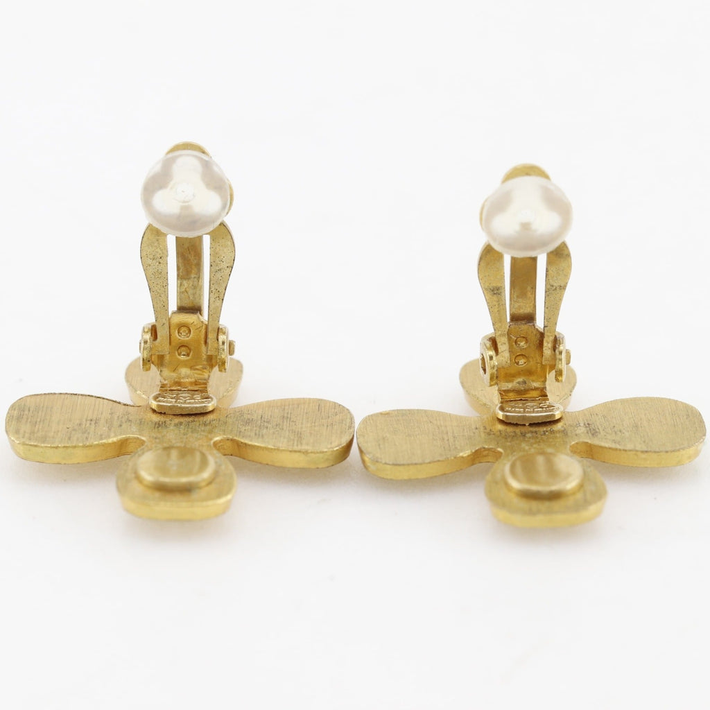 CC Logo Clover Clip-On Earrings Metal
