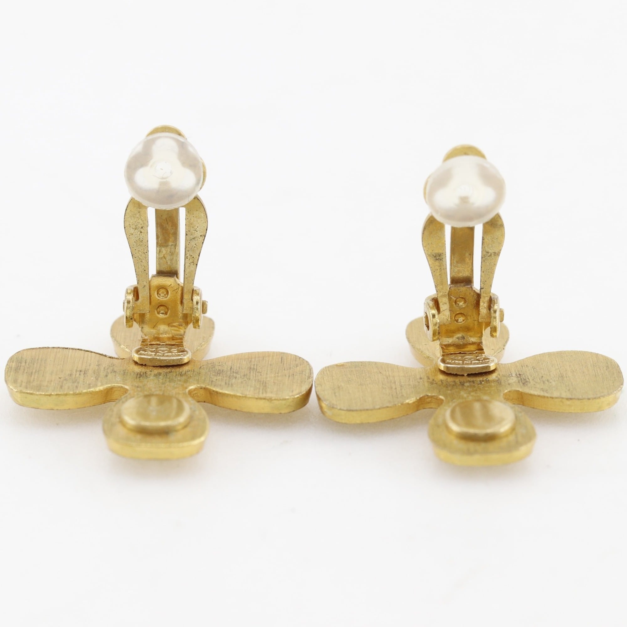 CC Logo Clover Clip-On Earrings Metal