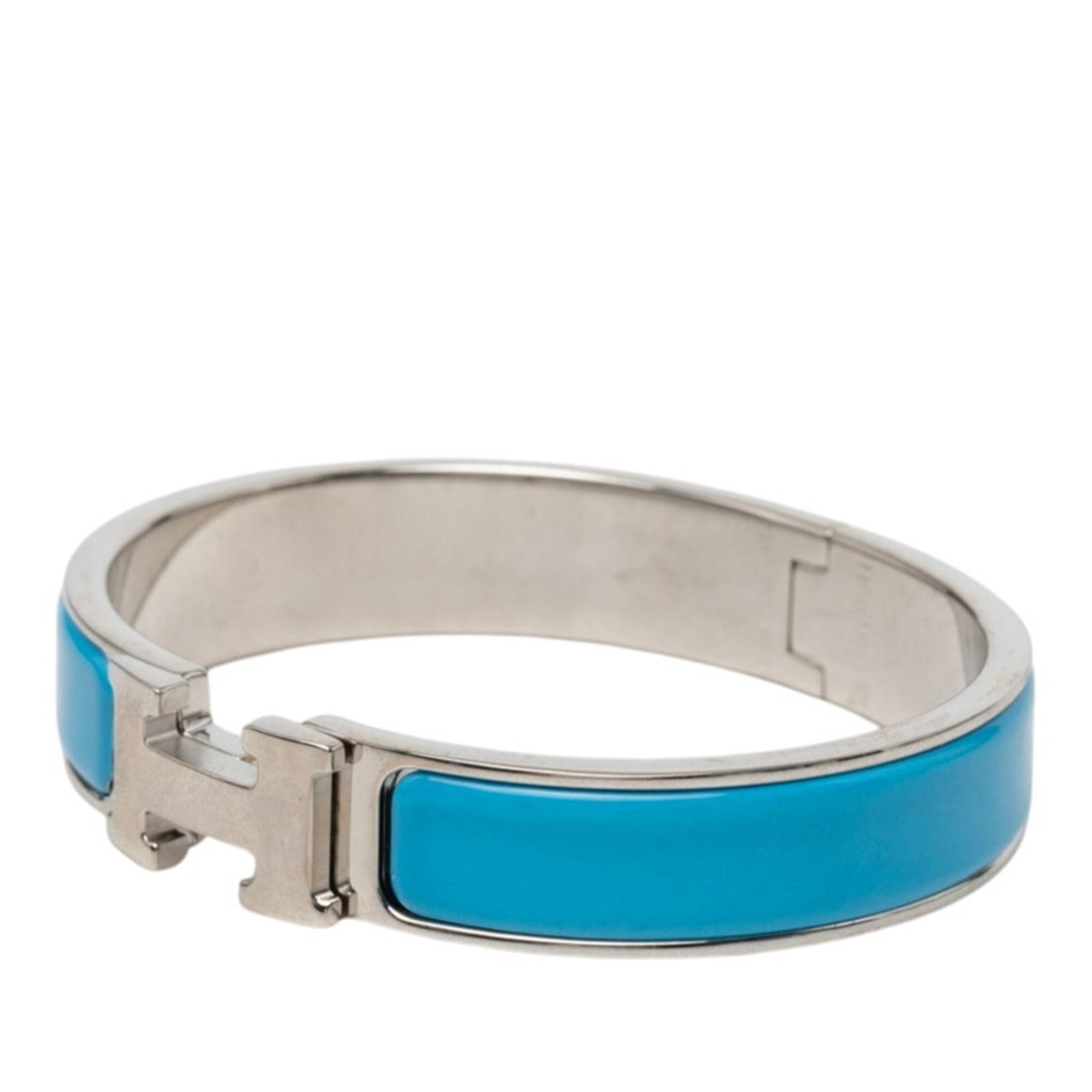 Click H Bracelet Metal Enamel Blue and Silver