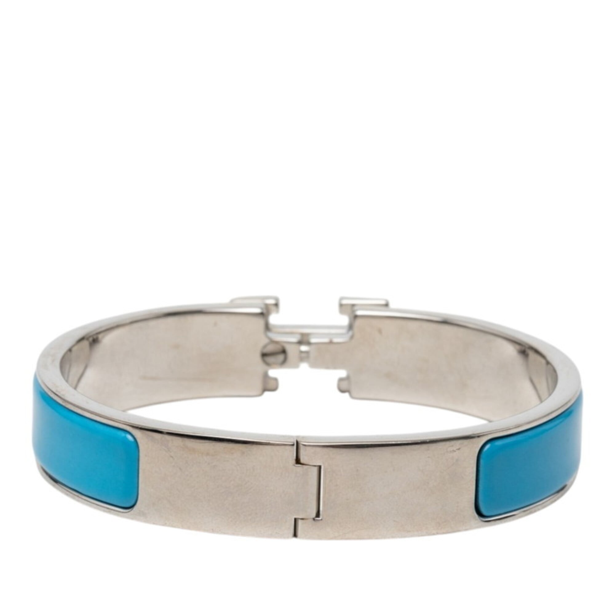 Click H Bracelet Metal Enamel Blue and Silver