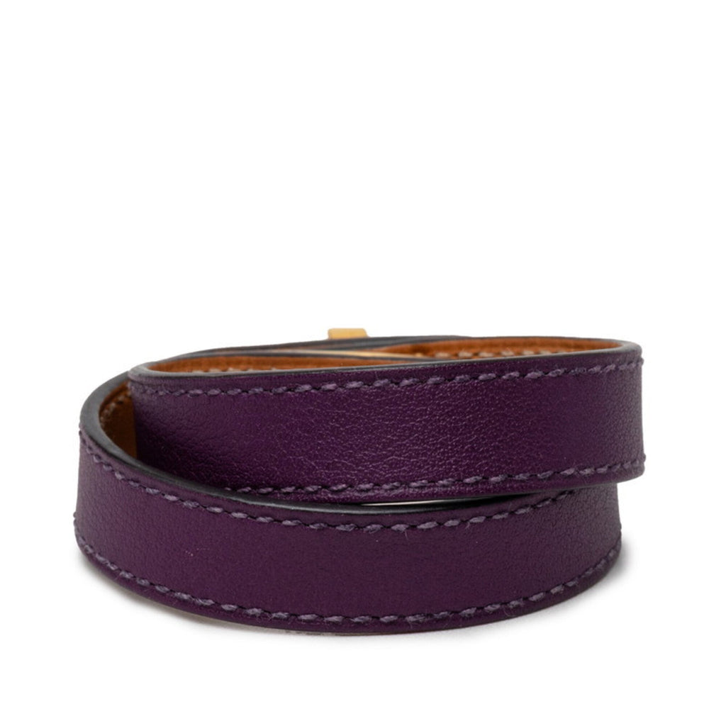 Kelly Double Tour Bracelet Swift Leather Gold Hardware Purple