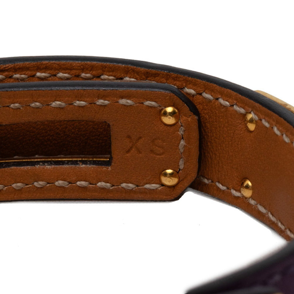 Kelly Double Tour Bracelet Swift Leather Gold Hardware Purple