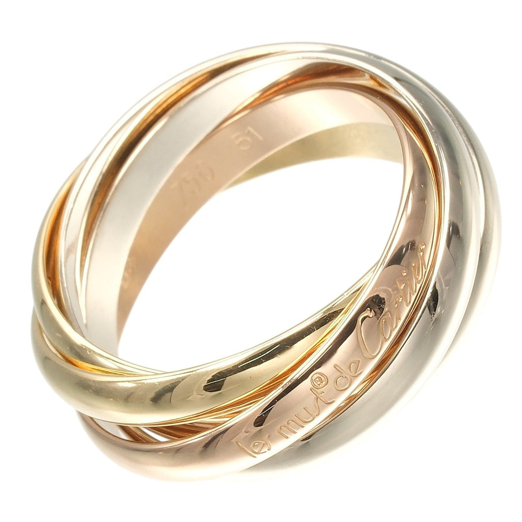 Vendome Louis Cartier Band Ring 18K Tricolor Gold
