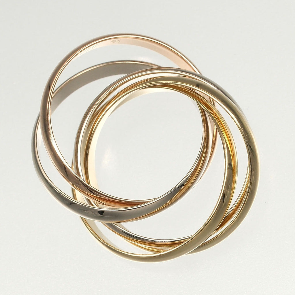 Vendome Louis Cartier Band Ring 18K Tricolor Gold