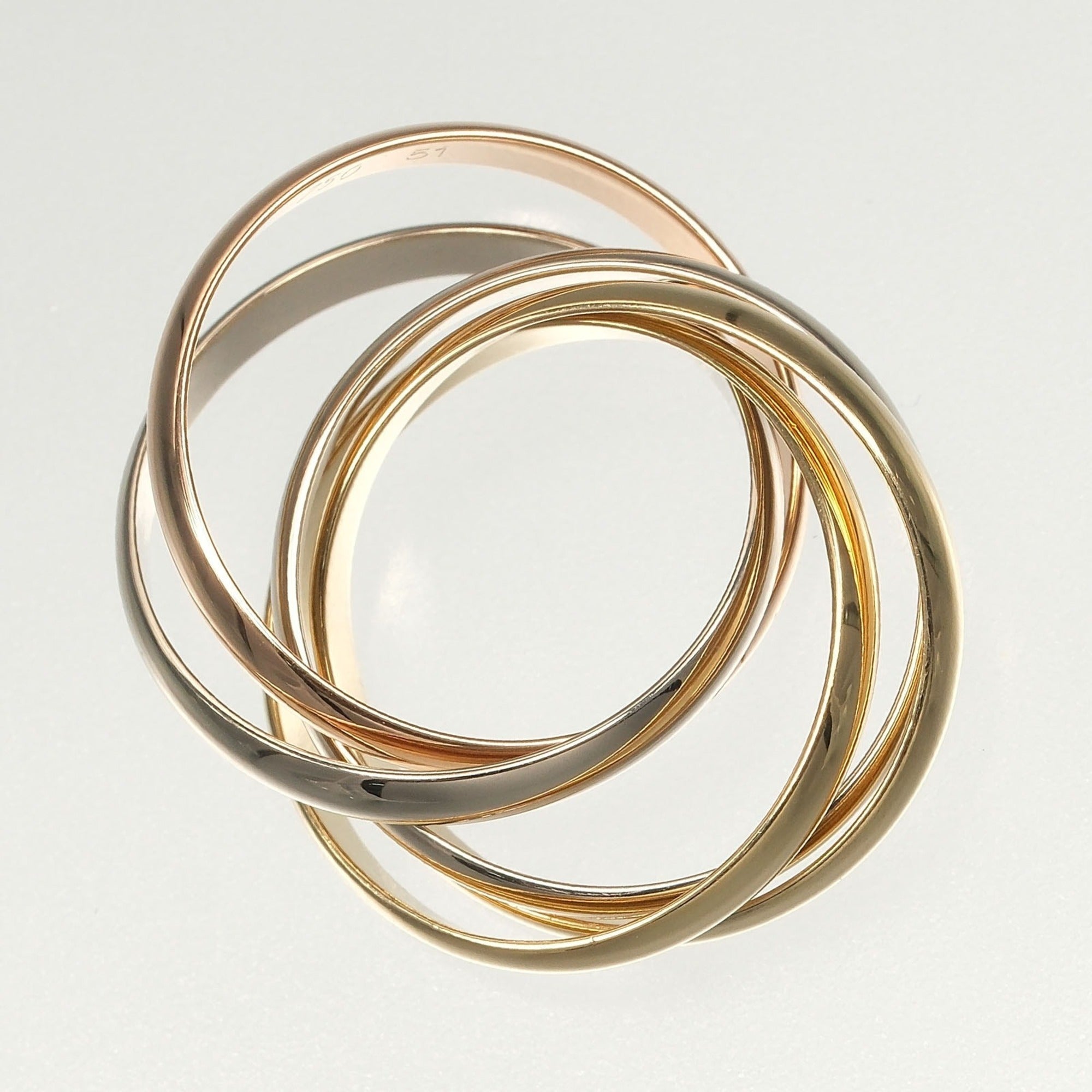 Vendome Louis Cartier Band Ring 18K Tricolor Gold