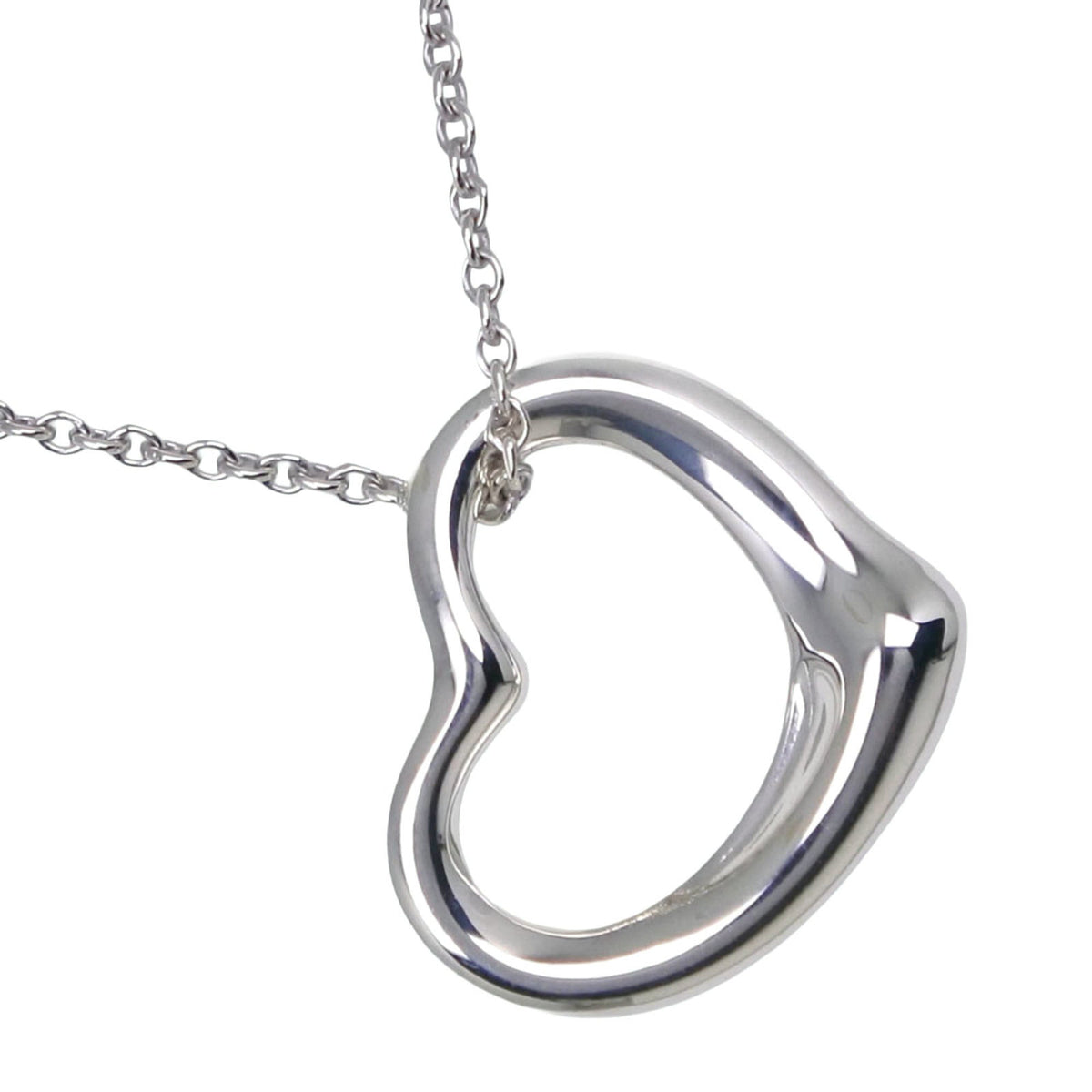 Open Heart Pendant Necklace Sterling Silver 13mm