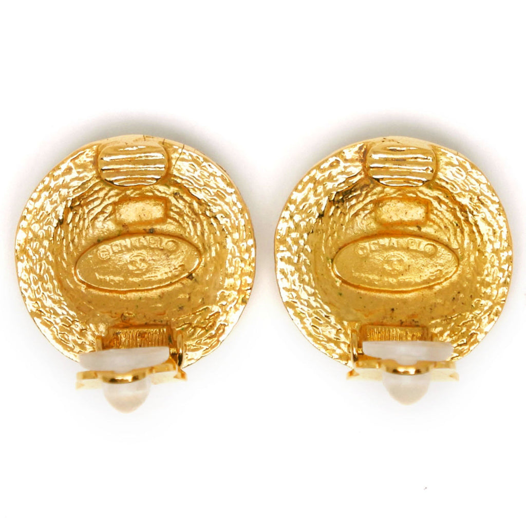 CC Logo Clip-On Earrings Metal Gold-Tone Metal