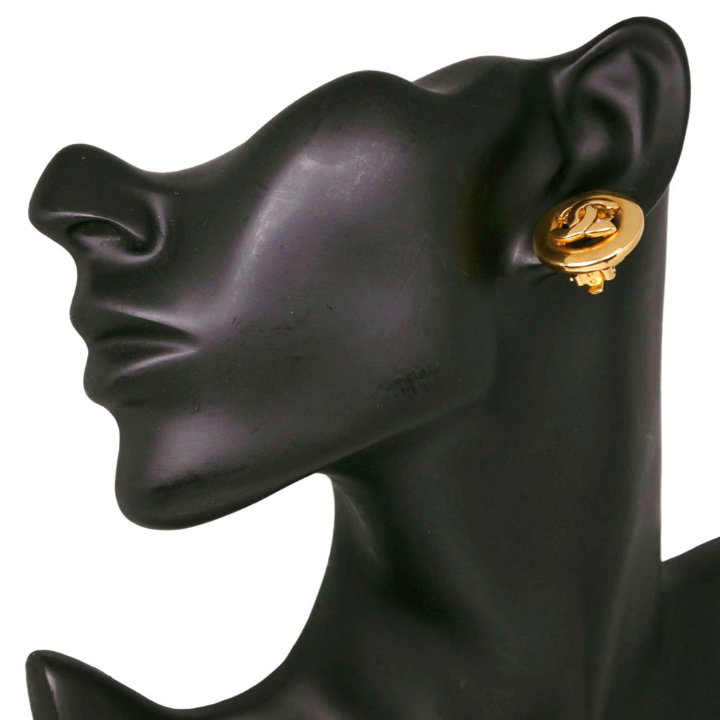 CC Logo Clip-On Earrings Metal Gold-Tone Metal