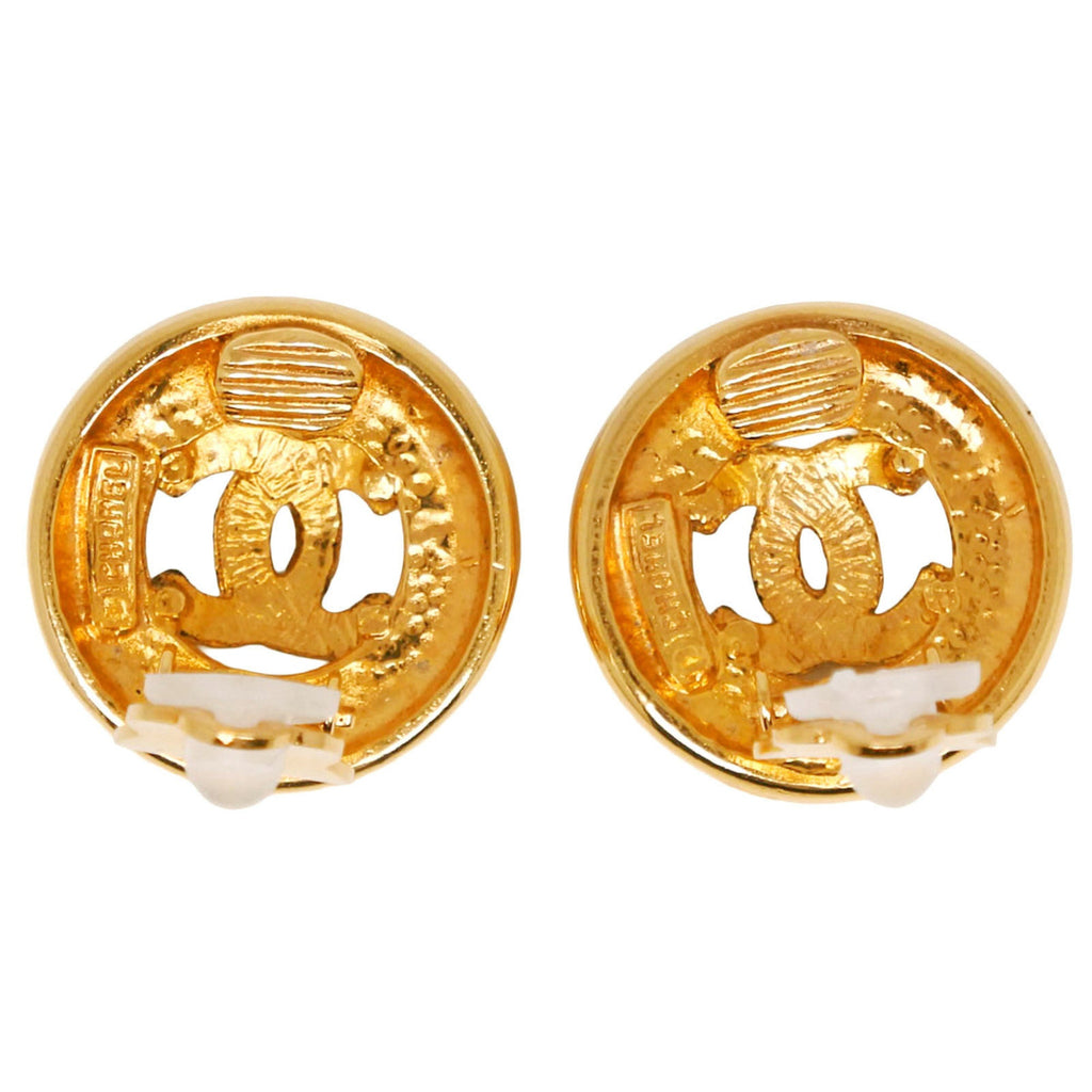 CC Logo Clip-On Earrings Metal Gold-Tone Metal