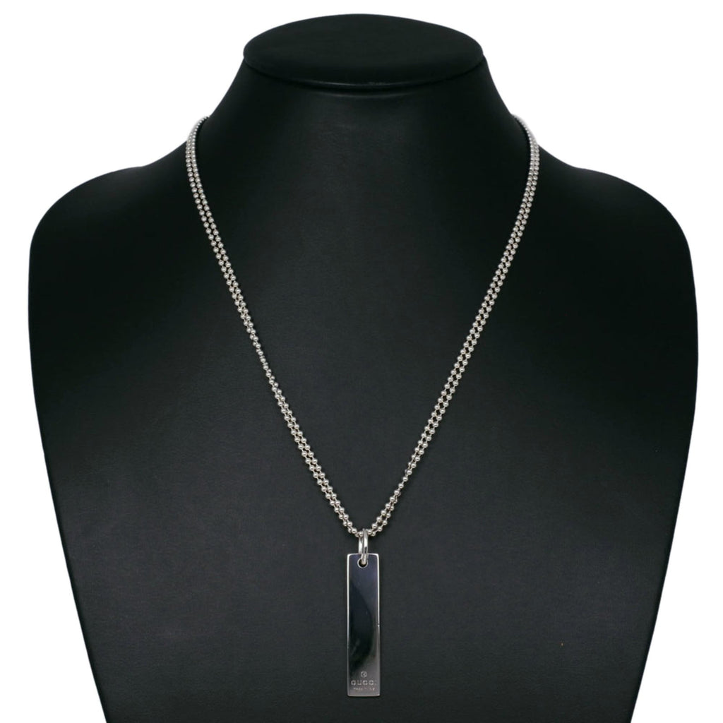 Bar Pendant Necklace Sterling Silver Ball Chain