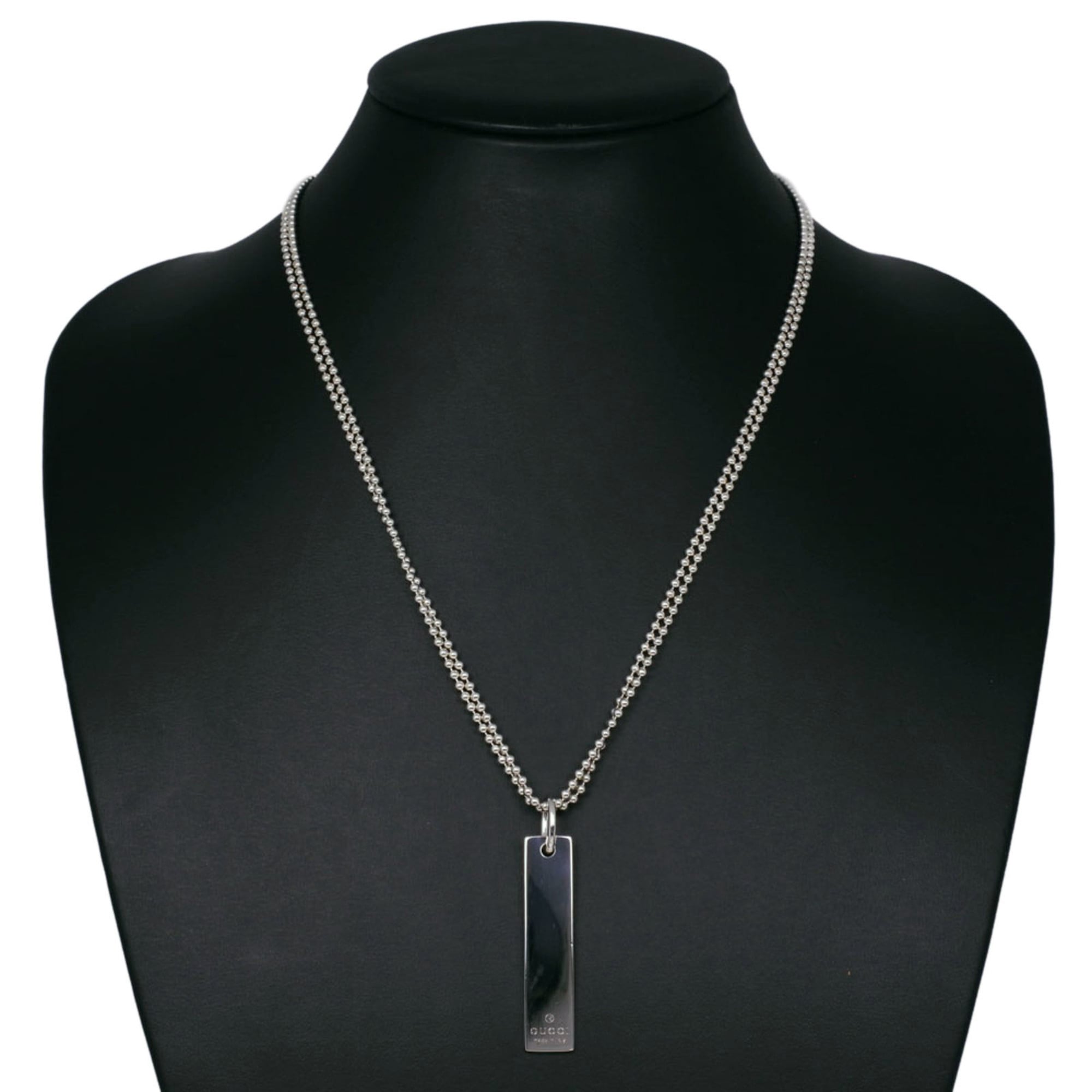 Bar Pendant Necklace Sterling Silver Ball Chain