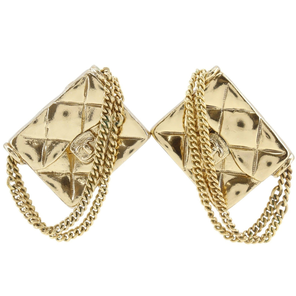 Matelasse Bag Motif Clip Earrings Metal