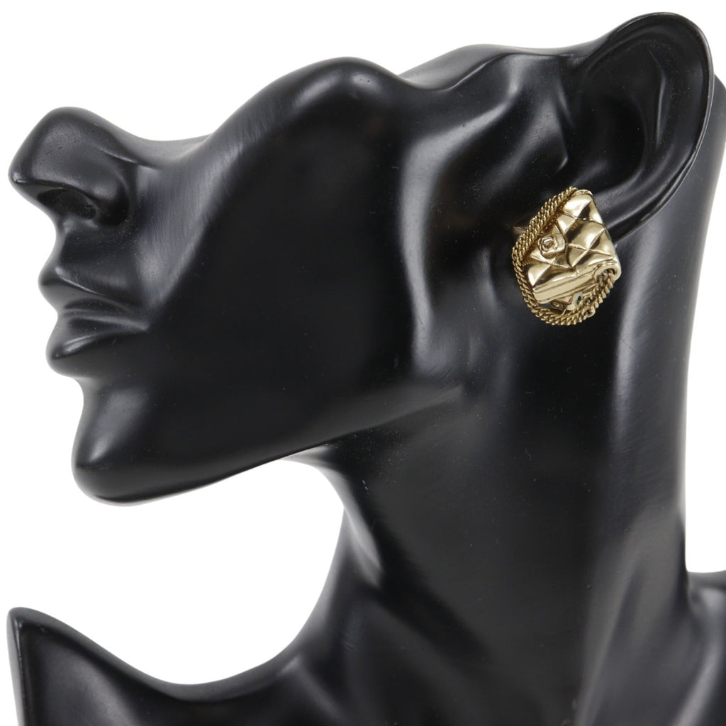 Matelasse Bag Motif Clip Earrings Metal