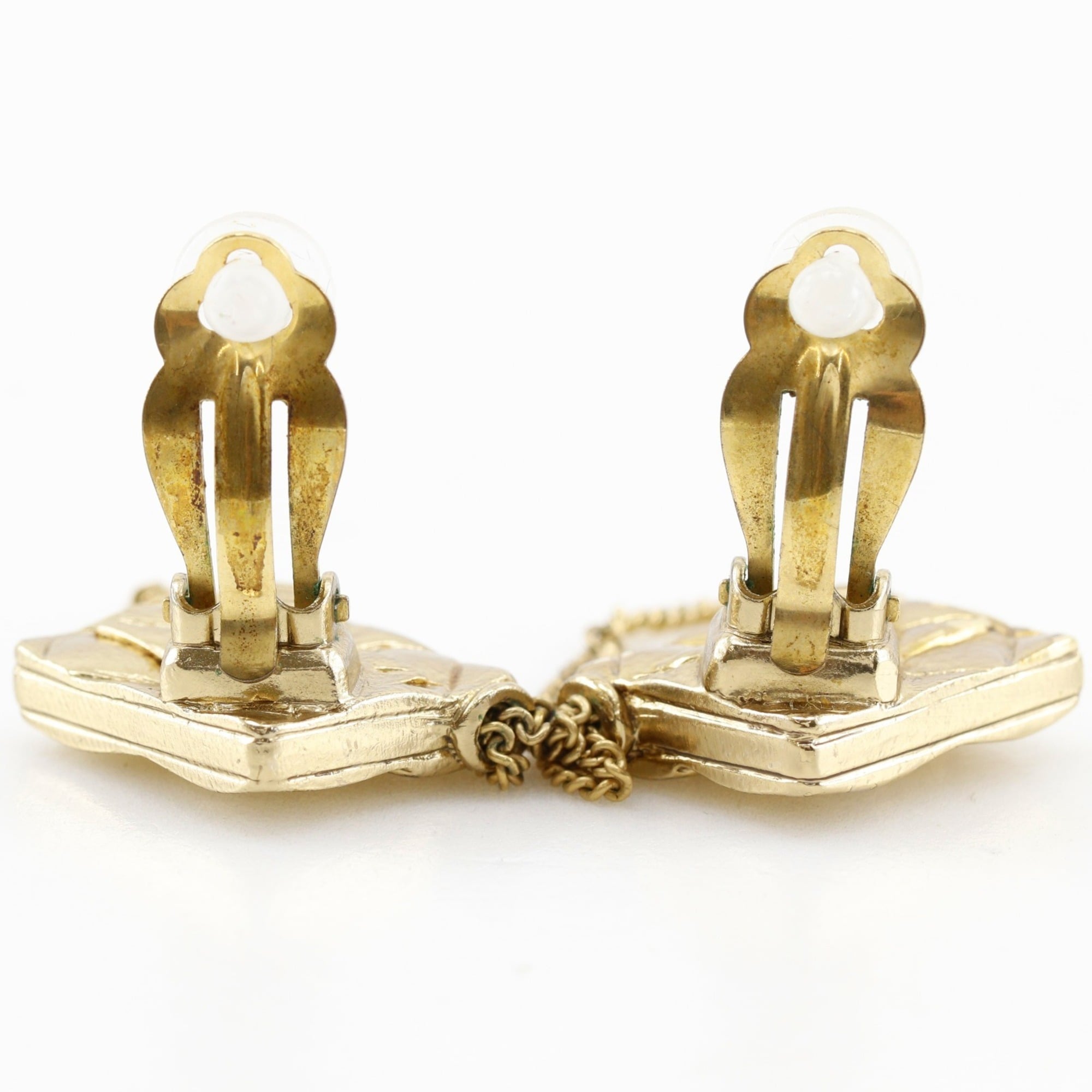 Matelasse Bag Motif Clip Earrings Metal
