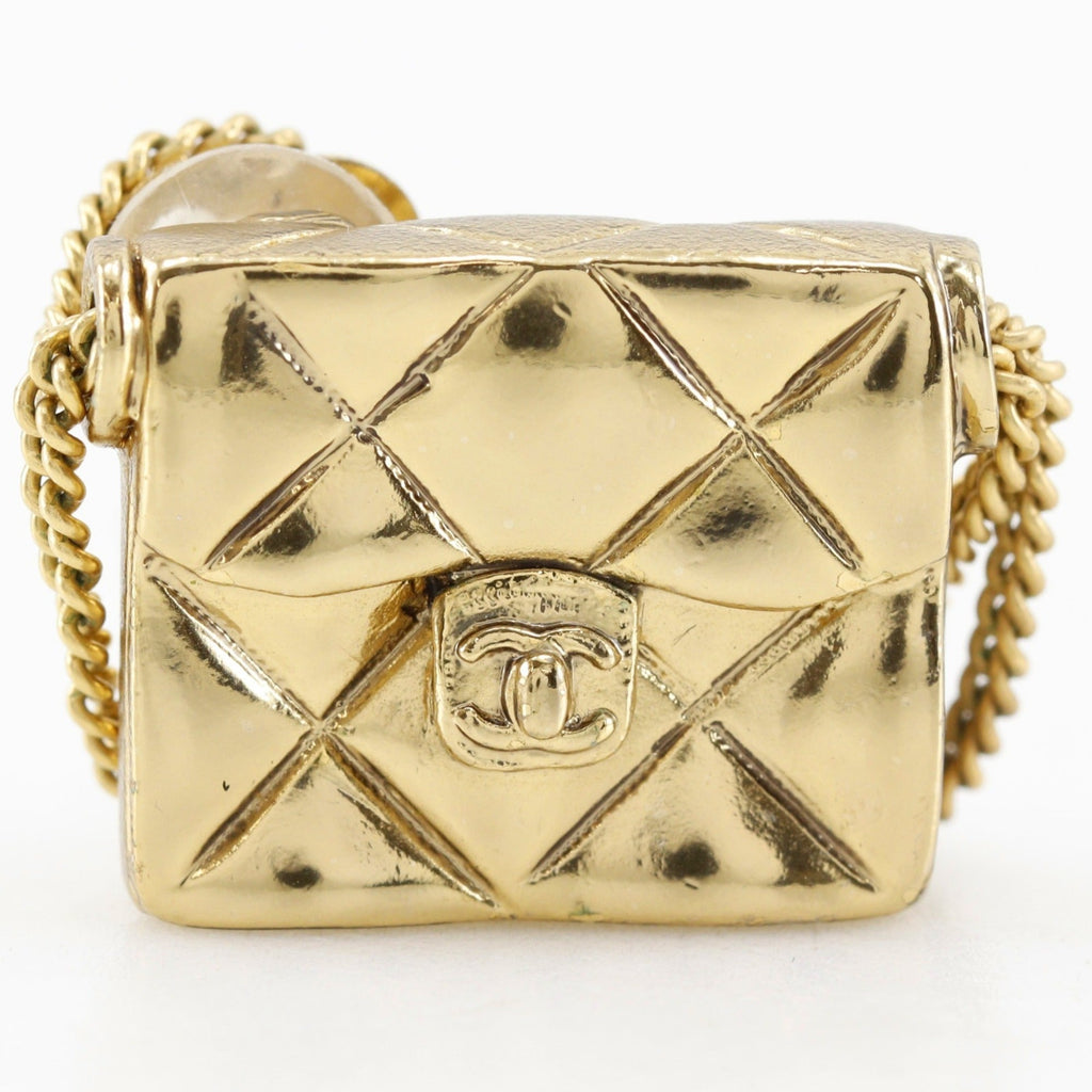 Matelasse Bag Motif Clip Earrings Metal
