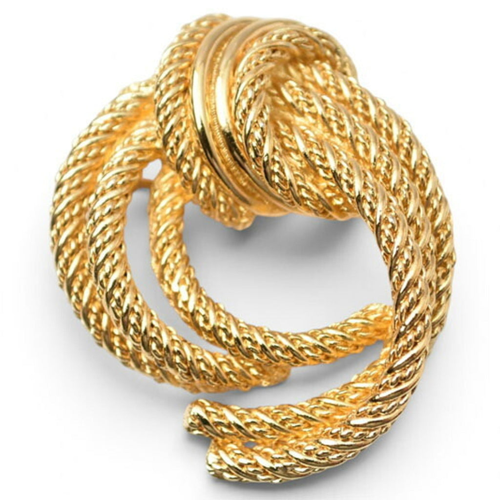 Twisted Rope Motif Brooch Gold