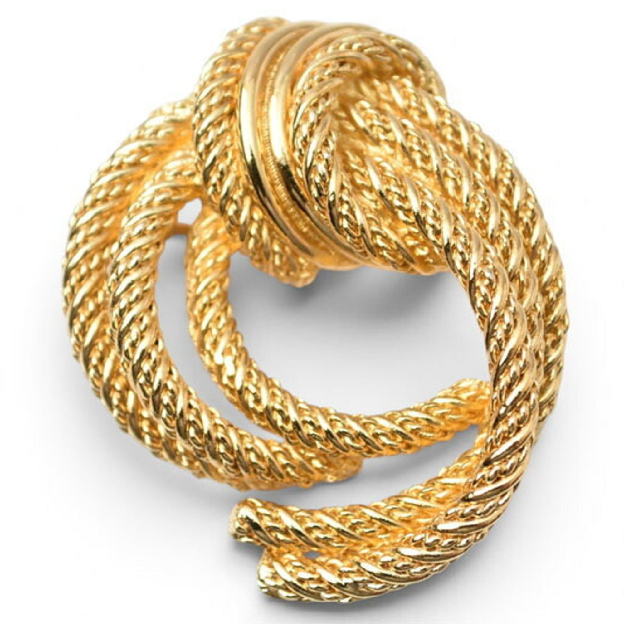 Twisted Rope Motif Brooch Gold