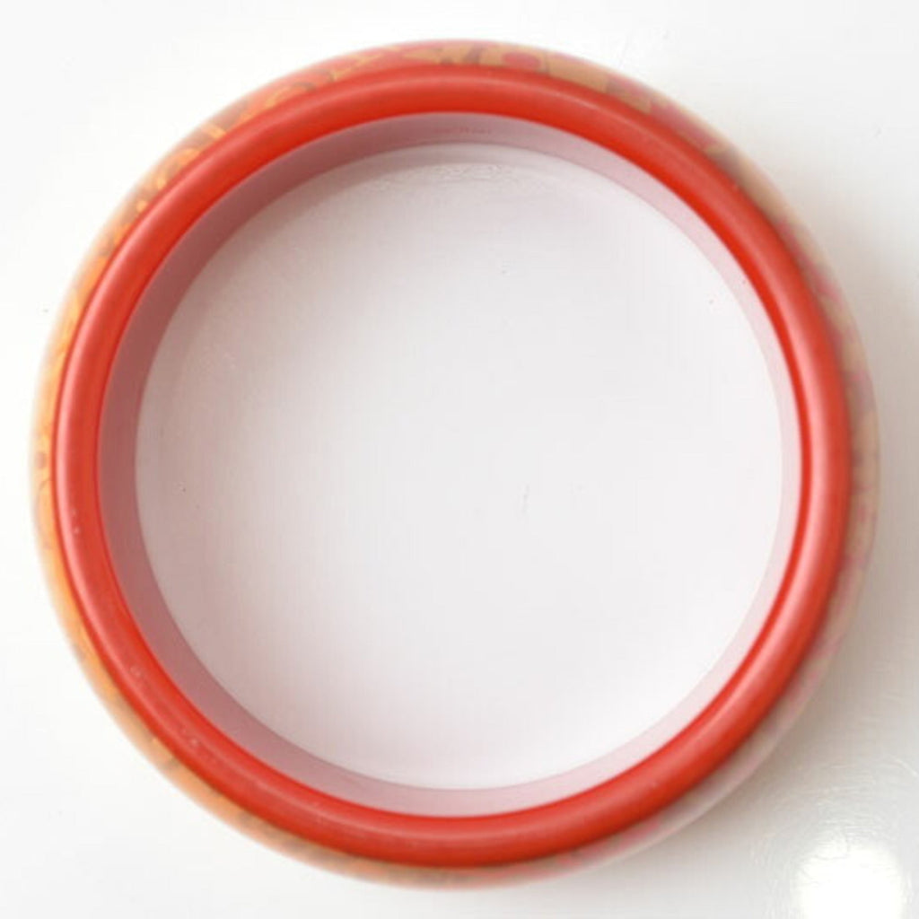 Bangle Bracelet Plastic Red Orange Medium