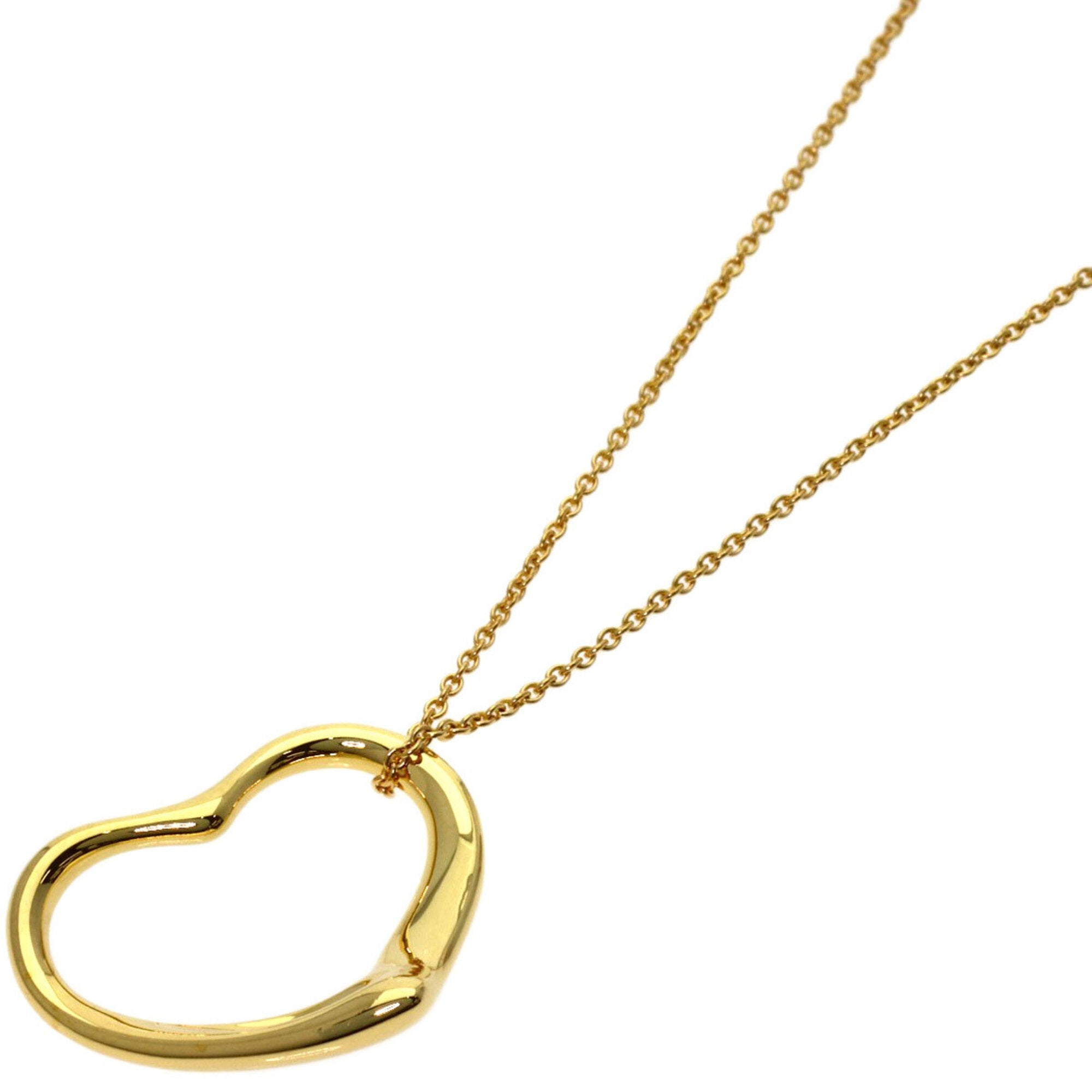 Open Heart Pendant Necklace 18K Yellow Gold 17.5mm