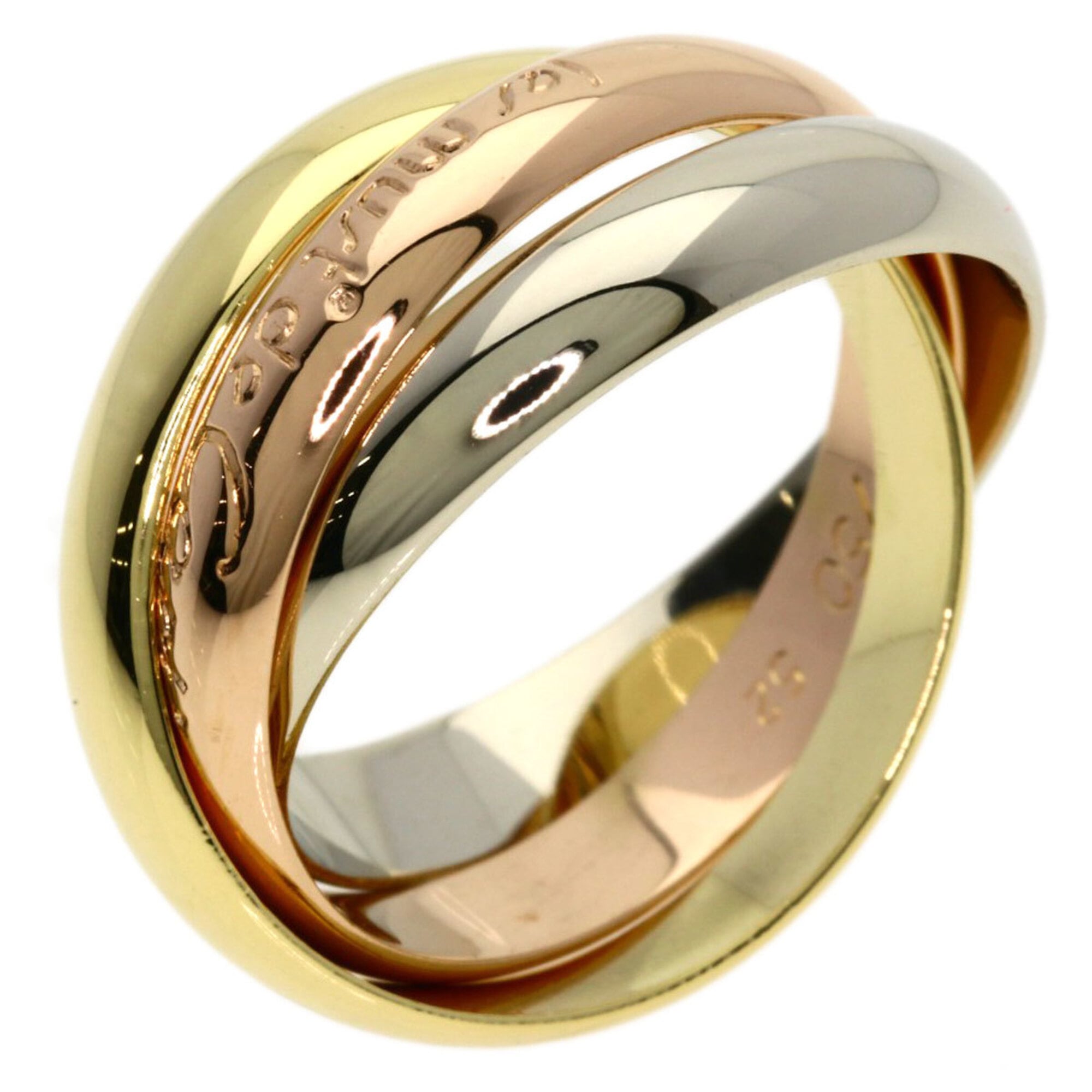 Vendome Louis Cartier Band Ring 18K Tricolor Gold