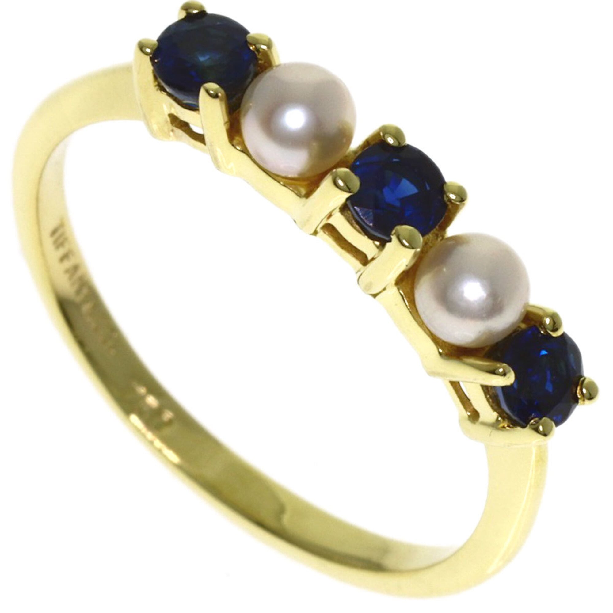Ring 18K Yellow Gold With Pearl and Sapphire