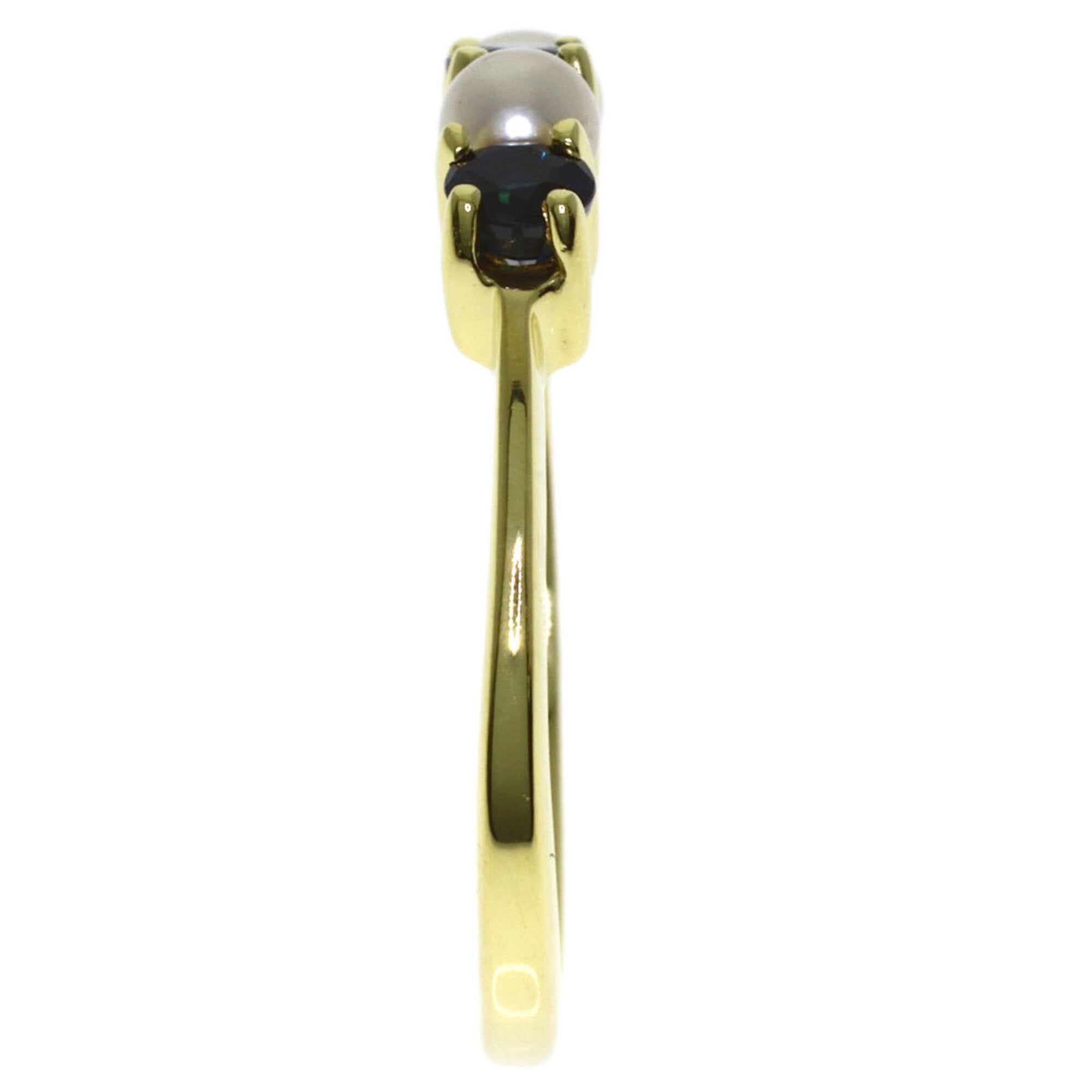Ring 18K Yellow Gold With Pearl and Sapphire