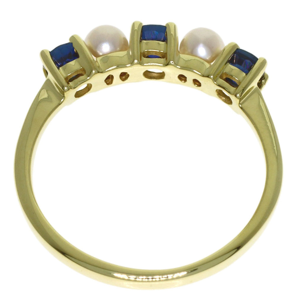Ring 18K Yellow Gold With Pearl and Sapphire