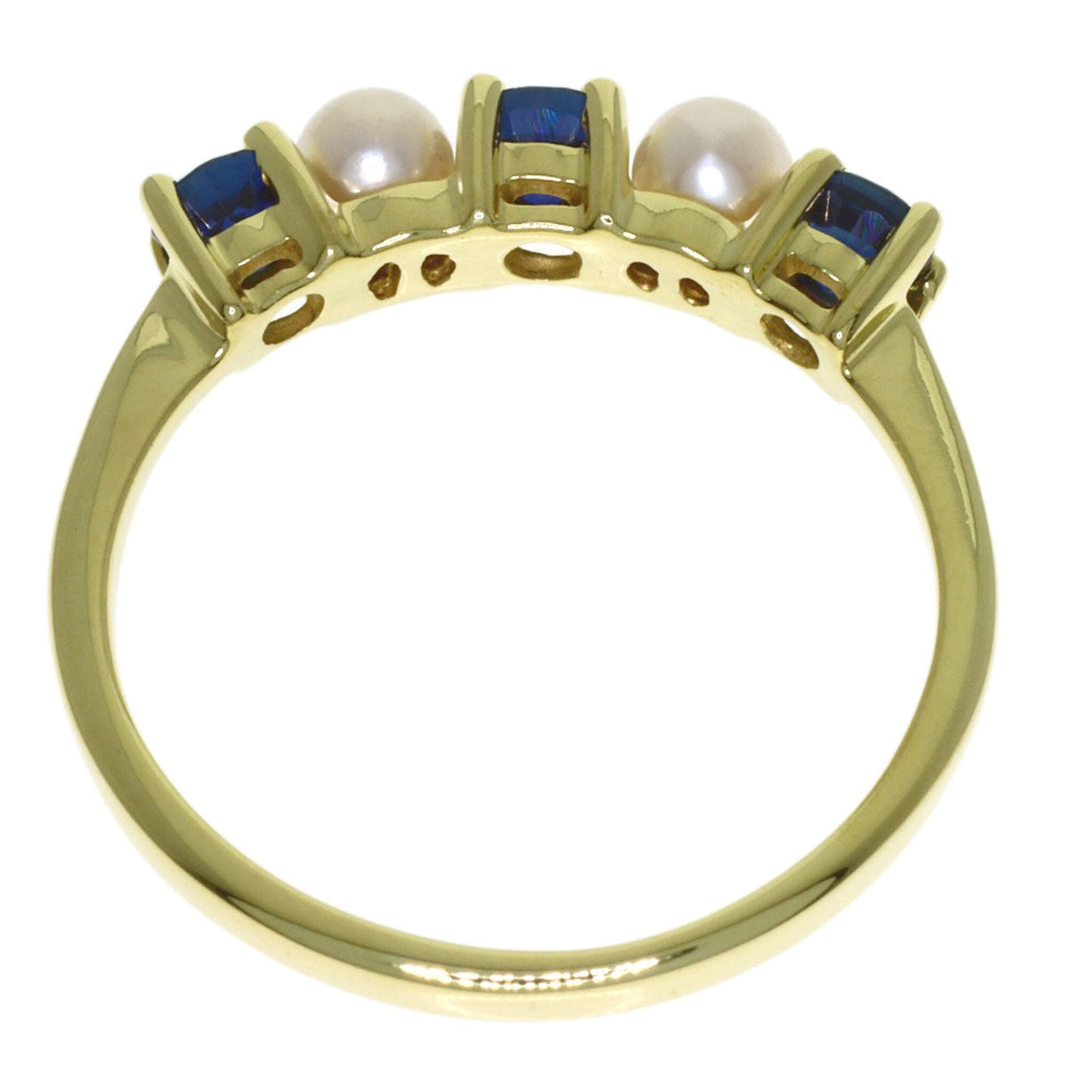 Ring 18K Yellow Gold With Pearl and Sapphire