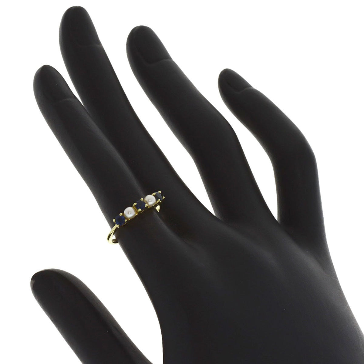 Ring 18K Yellow Gold With Pearl and Sapphire