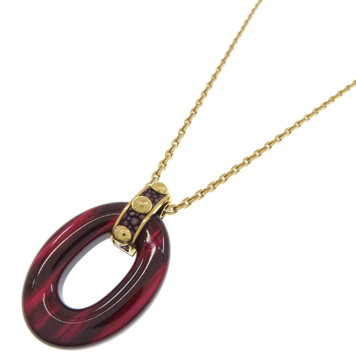 Pendant Necklace Metal Gold Purple Red