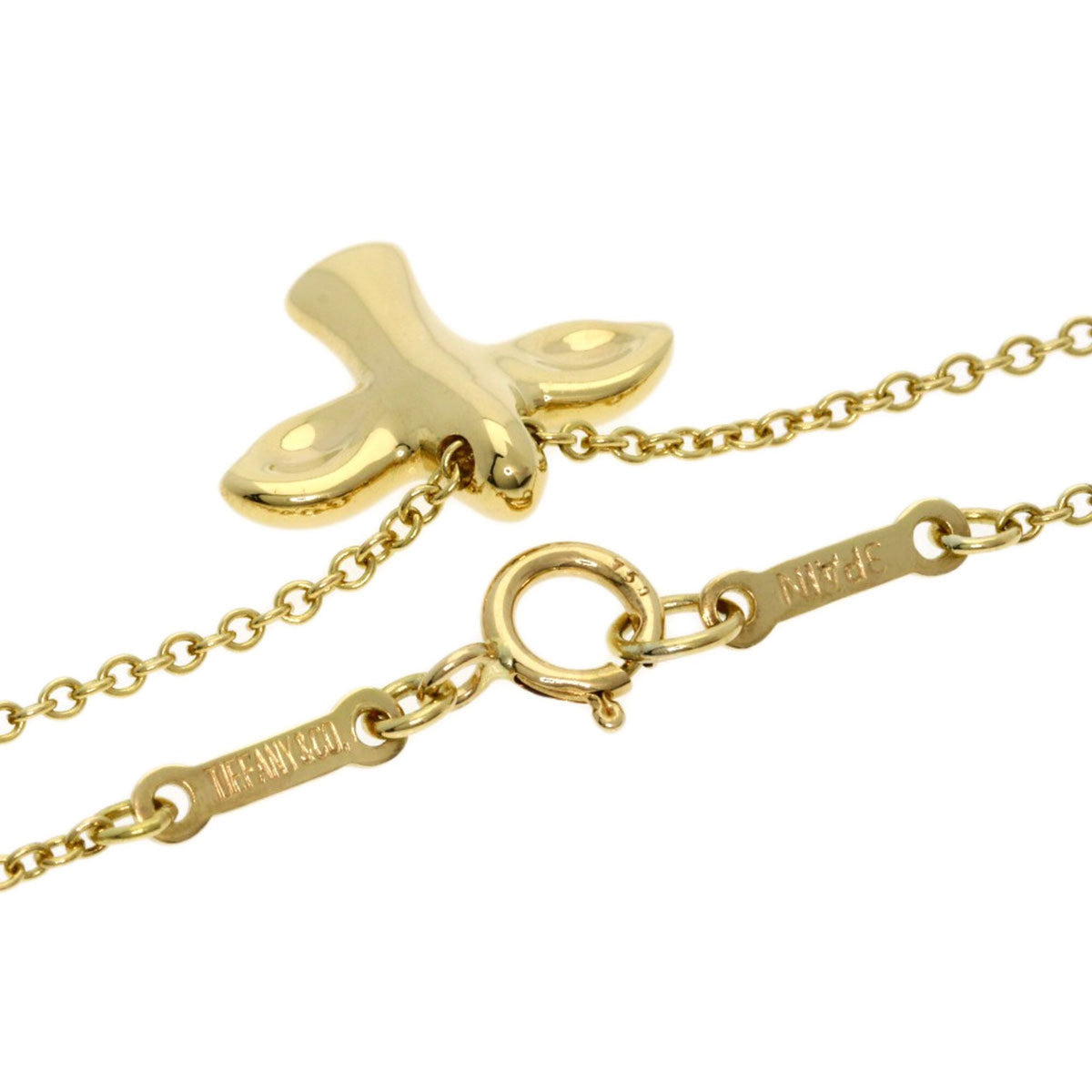 Bird Cross Pendant Necklace 18K Yellow Gold