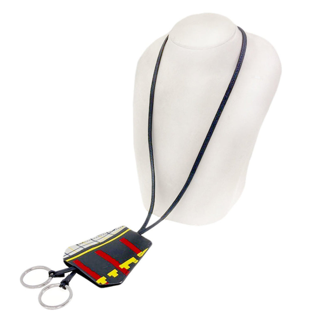 Clochette Skate Pendant Necklace Leather Black Red Yellow