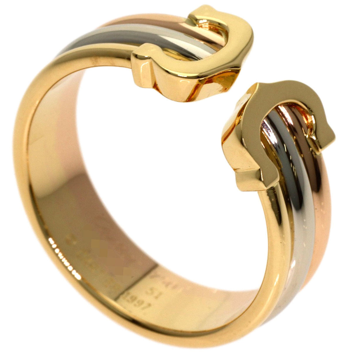 Vendome Louis Cartier Band Ring 18K Tricolor Gold