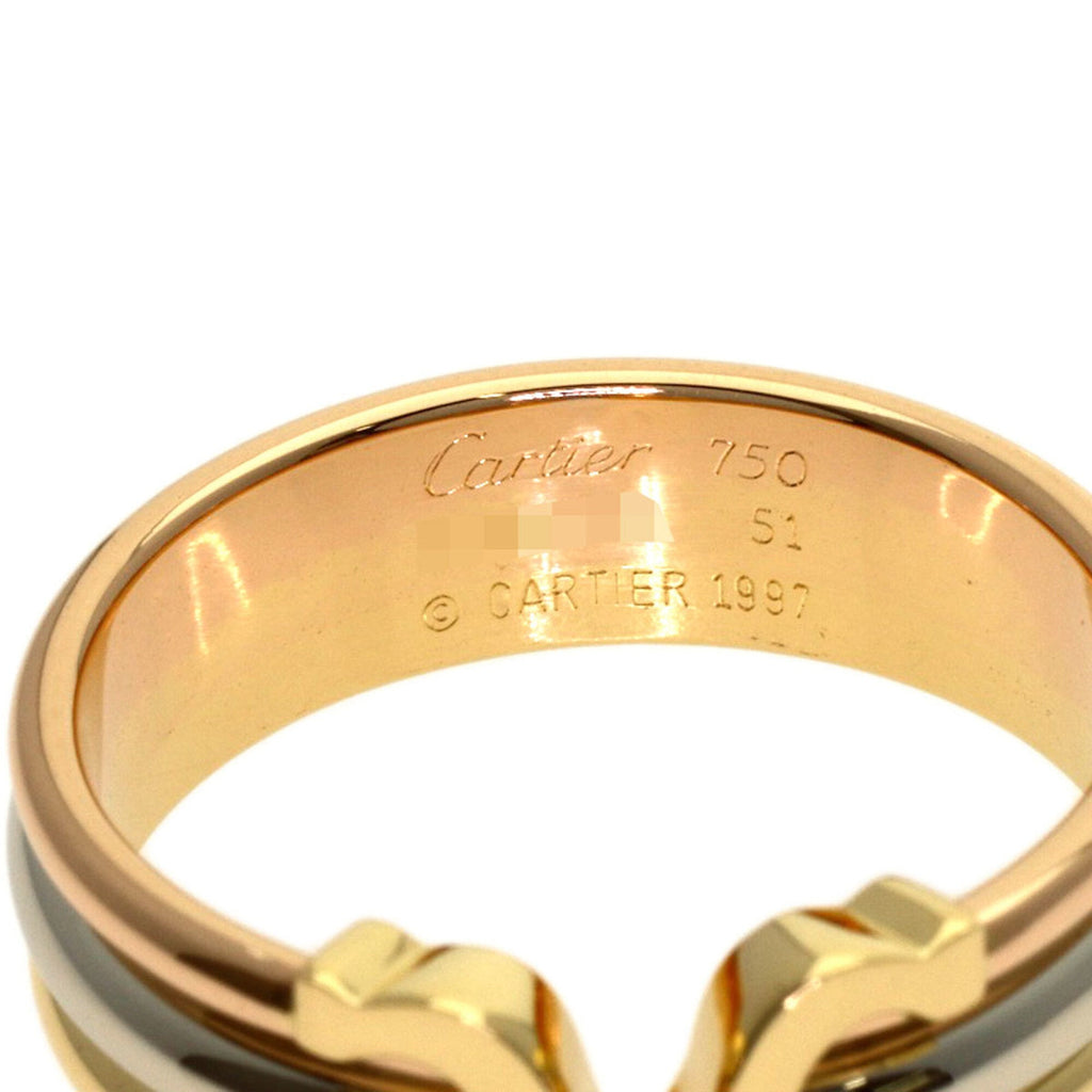 Vendome Louis Cartier Band Ring 18K Tricolor Gold