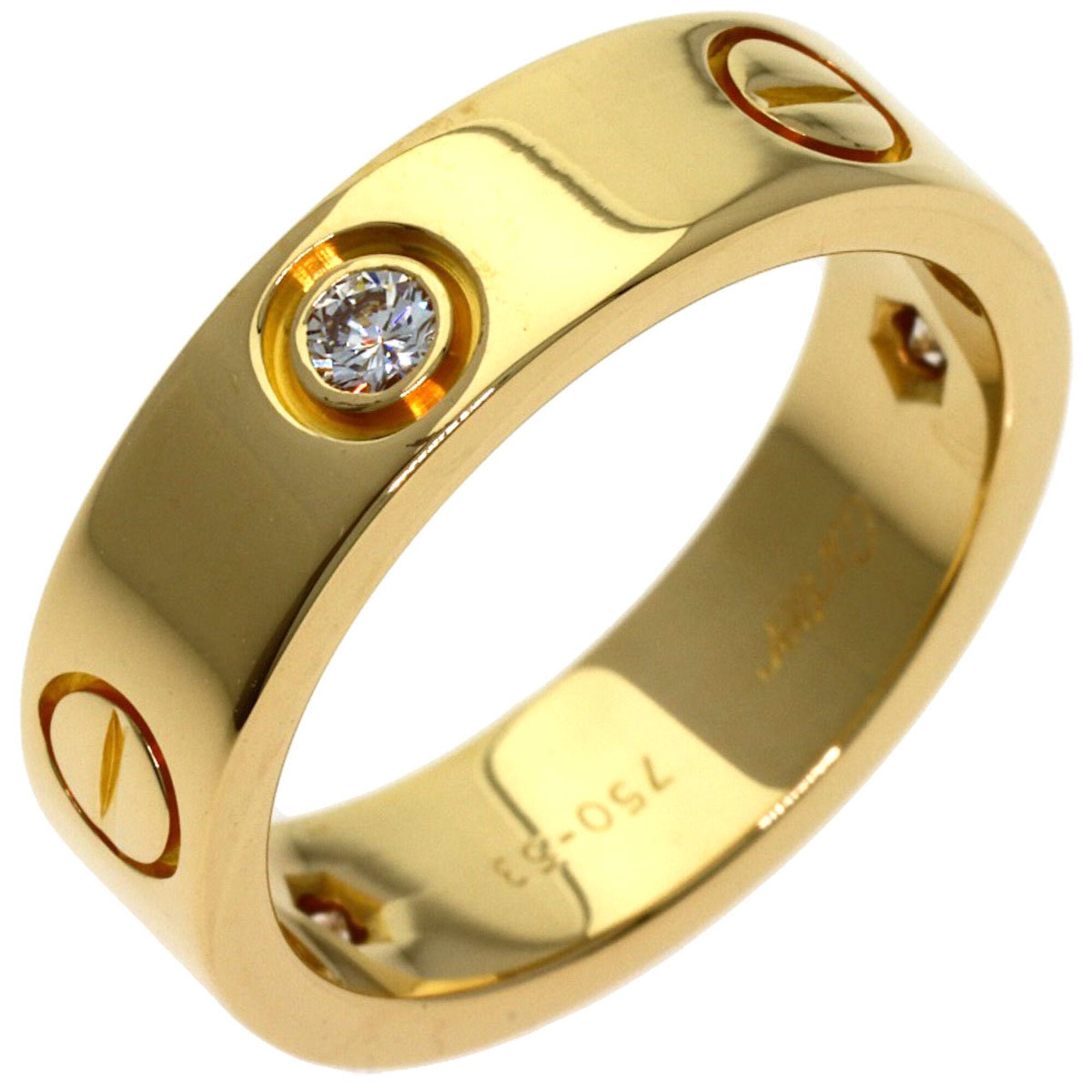 Ring 18K Yellow Gold with Half Diamond