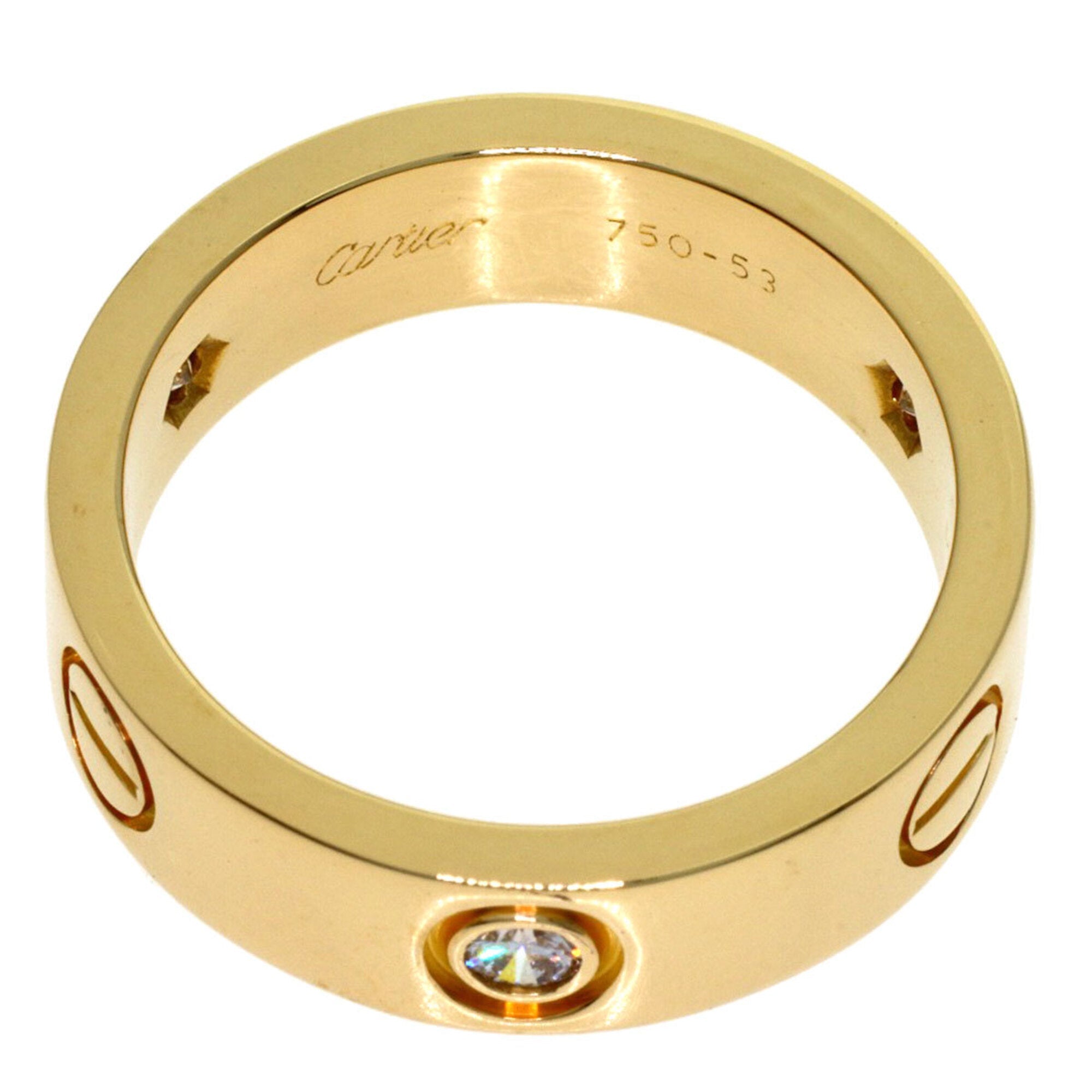 Ring 18K Yellow Gold with Half Diamond