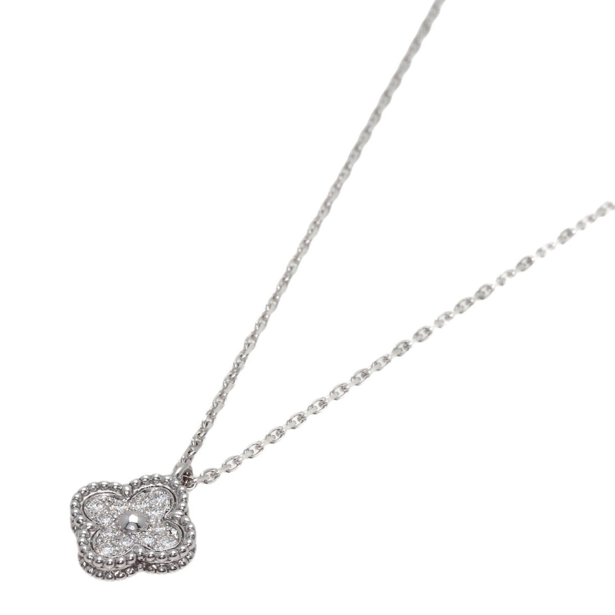 Sweet Alhambra Pendant Necklace 18K White Gold