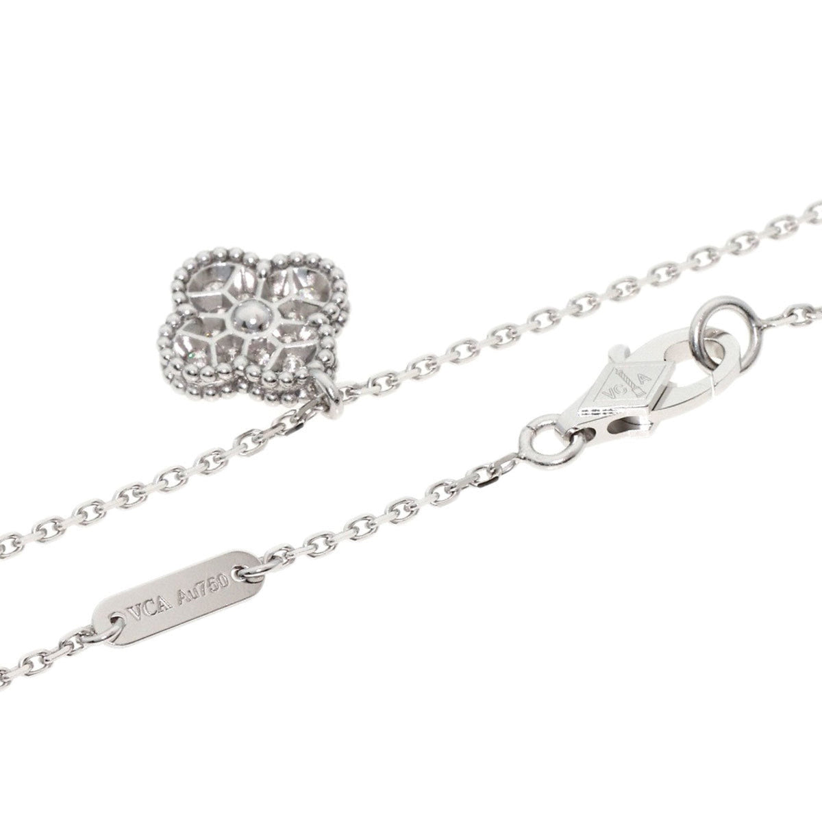 Sweet Alhambra Pendant Necklace 18K White Gold