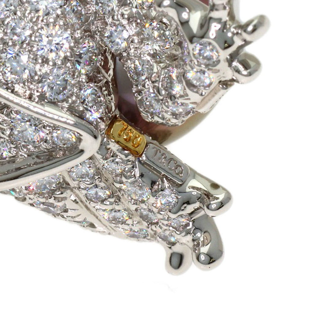 Frog Motif Pendant Necklace Platinum and 18K Yellow Gold with Pearl Diamond and Emerald