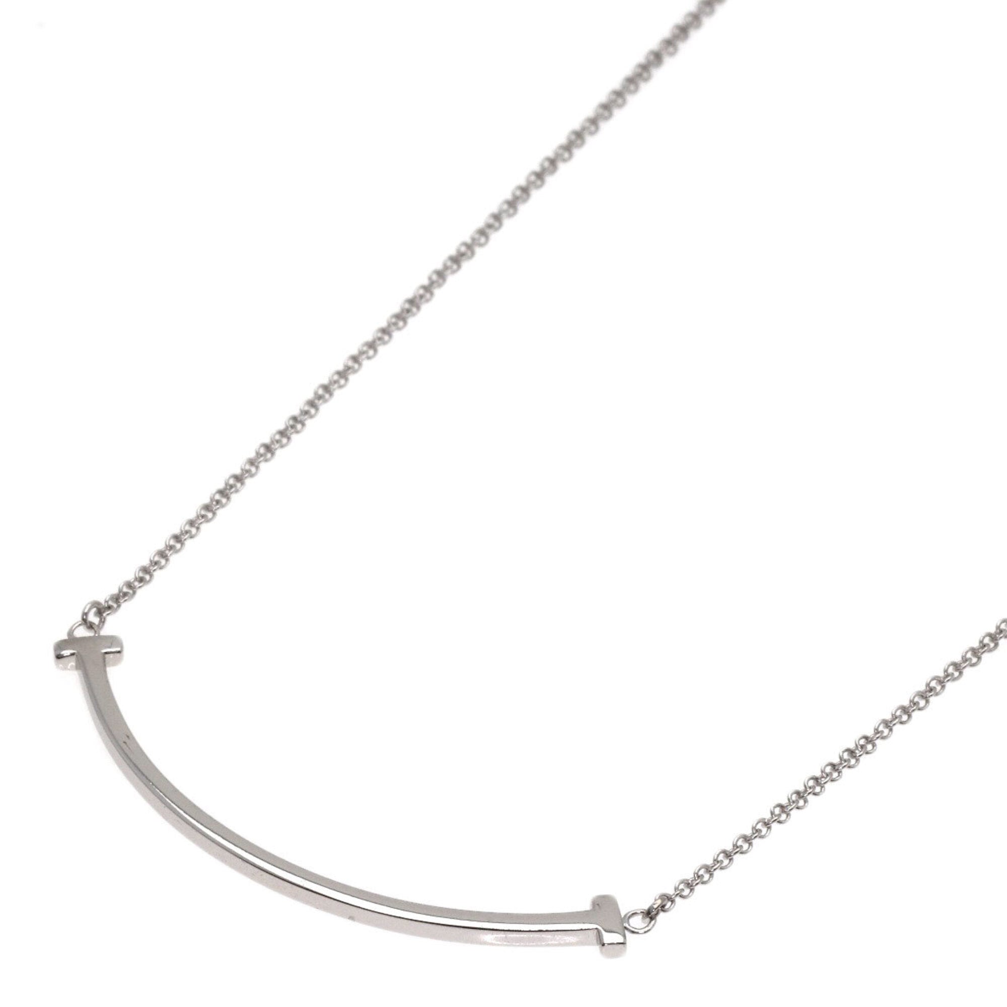 T Smile Pendant Necklace 18K White Gold
