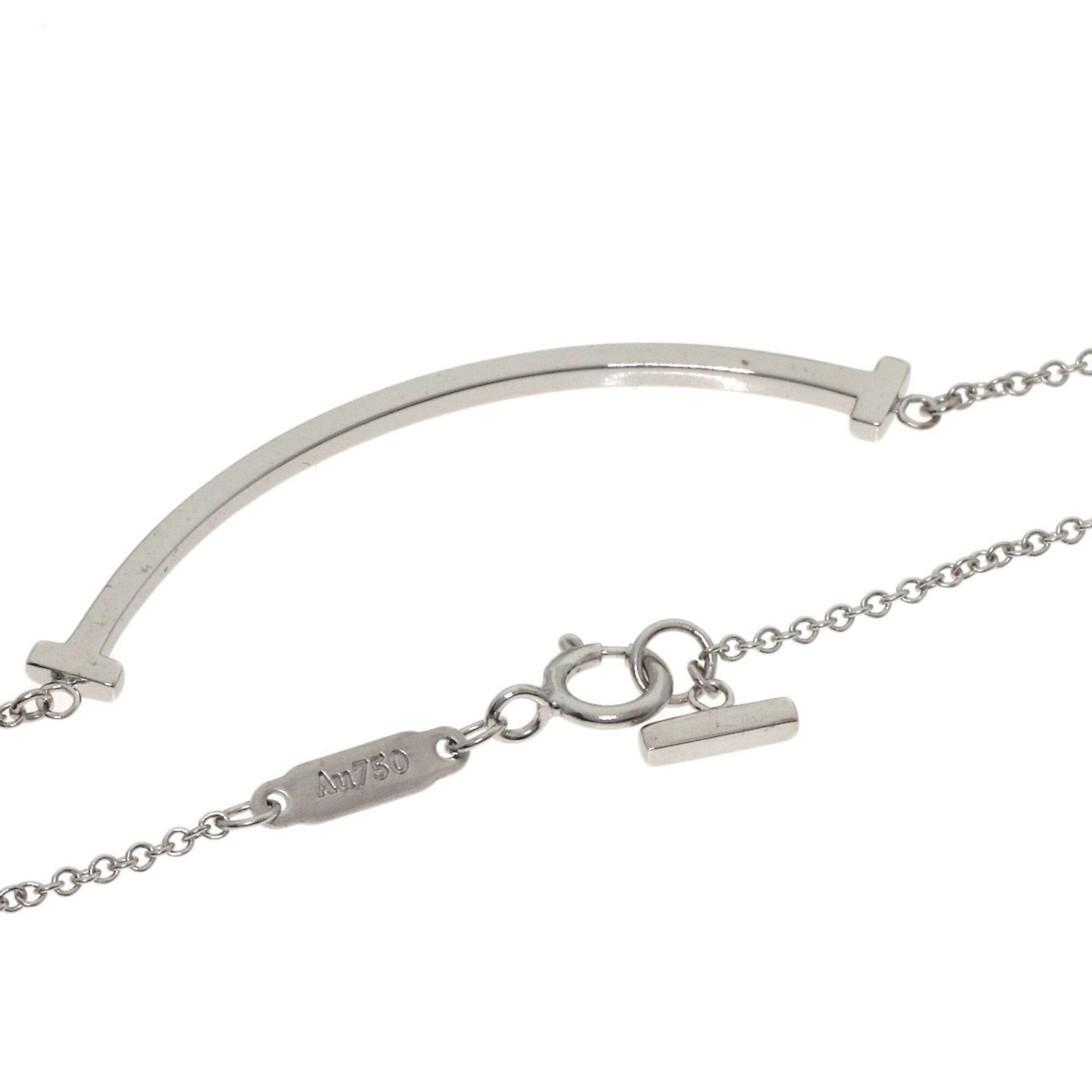 T Smile Pendant Necklace 18K White Gold