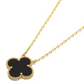 Vintage Alhambra Pendant Necklace 18K Yellow Gold and Onyx