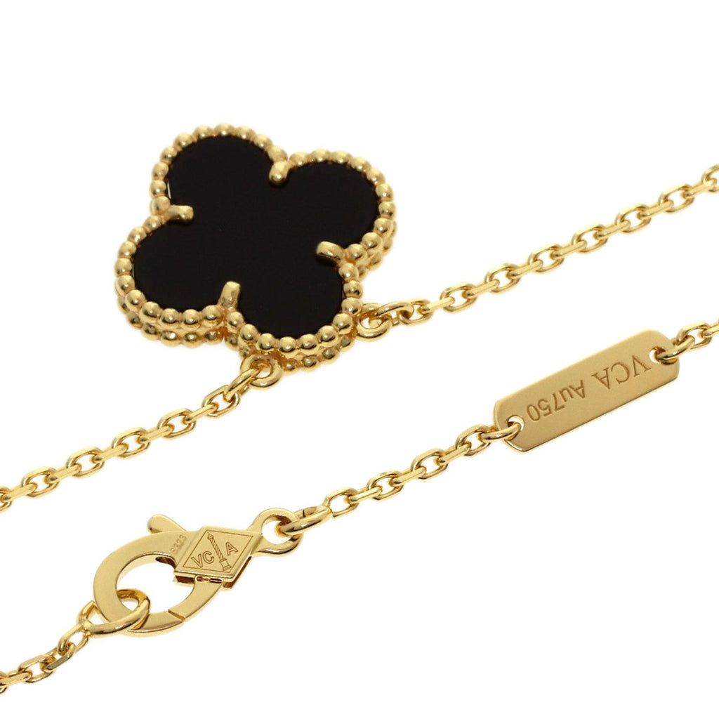 Vintage Alhambra Pendant Necklace 18K Yellow Gold and Onyx