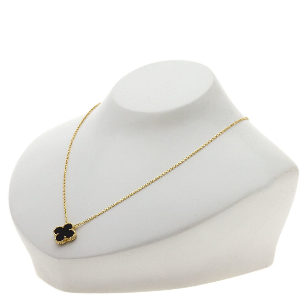 Vintage Alhambra Pendant Necklace 18K Yellow Gold and Onyx