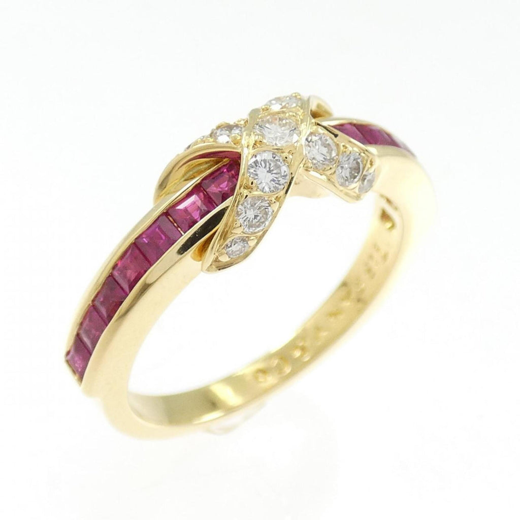 Ring 18K Yellow Gold with Diamond and Ruby