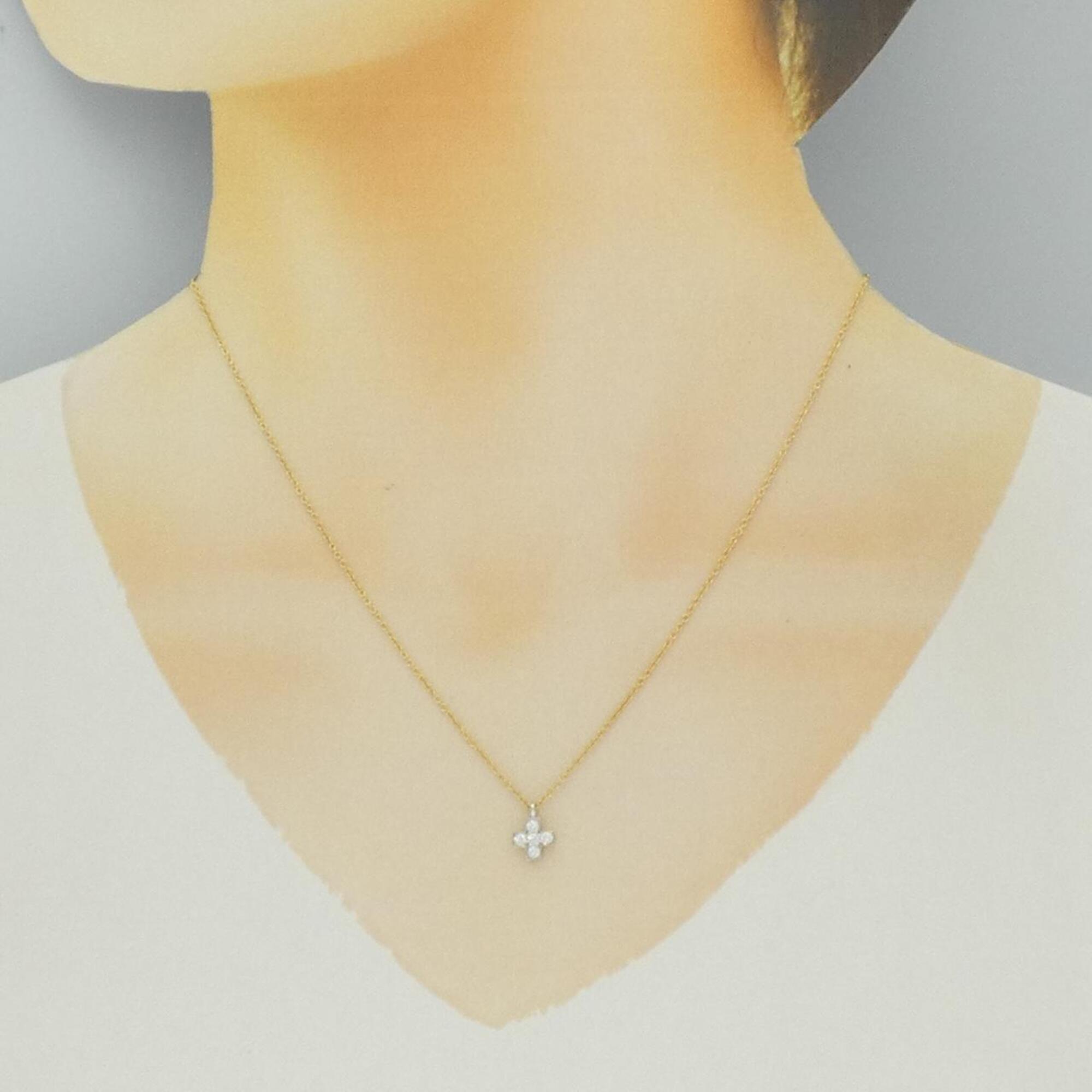 Pendant Necklace Platinum and 18K Yellow Gold with Diamond