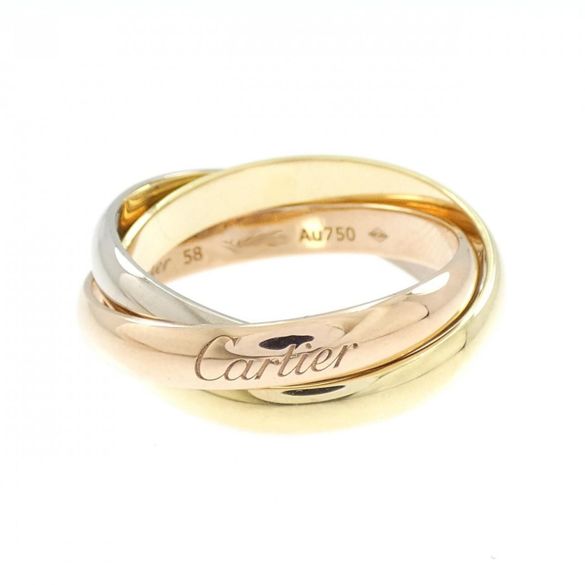 Vendome Louis Cartier Band Ring 18K Tricolor Gold