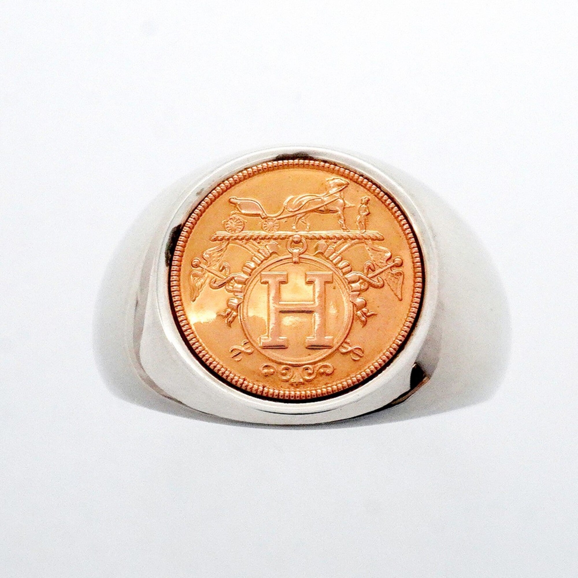 Band Ring 18K Rose Gold and Sterling Silver