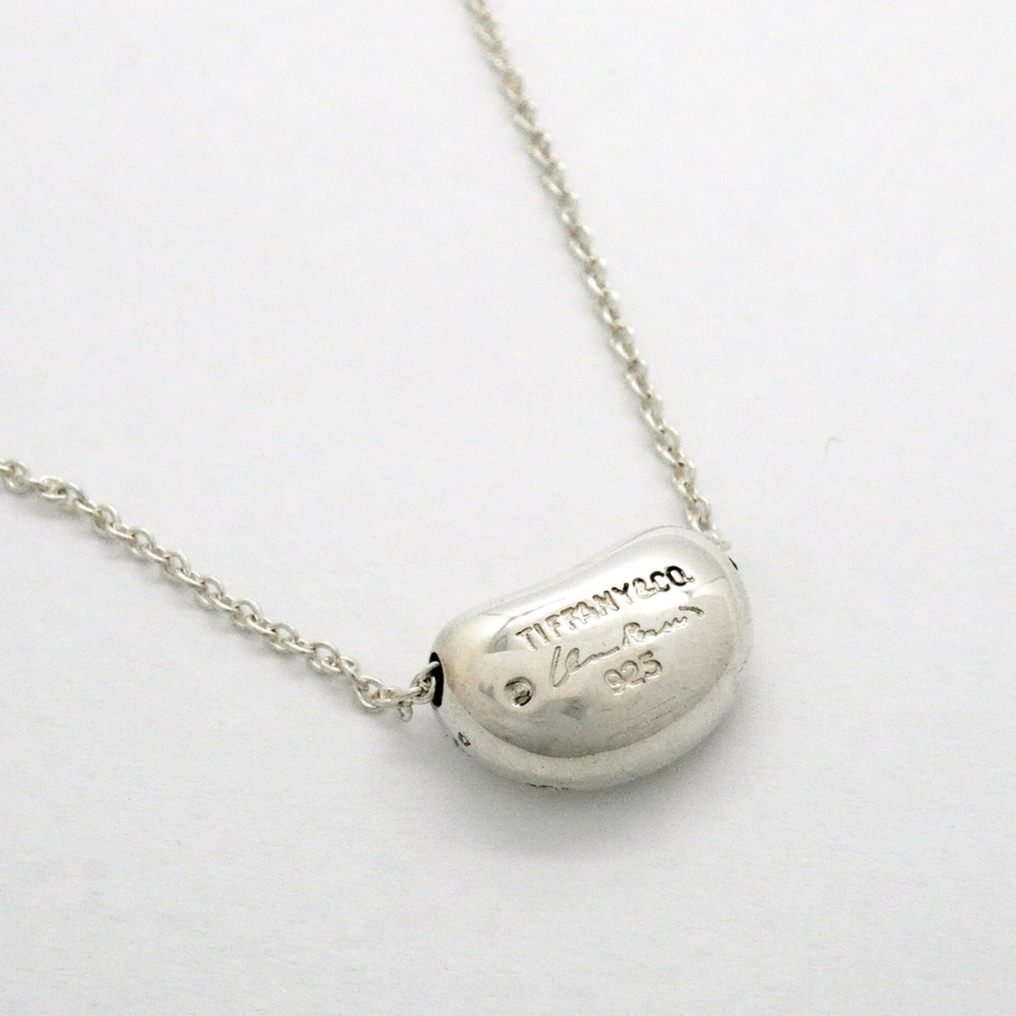 Bean Pendant Necklace Sterling Silver 7.5mm