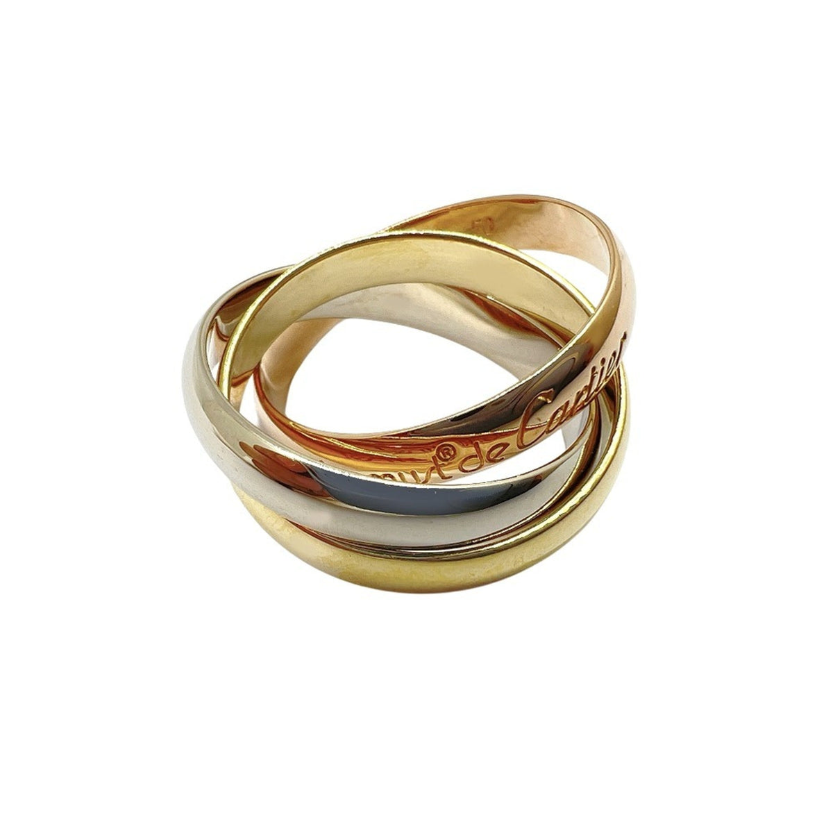 Vendome Louis Cartier Band Ring 18K Tricolor Gold